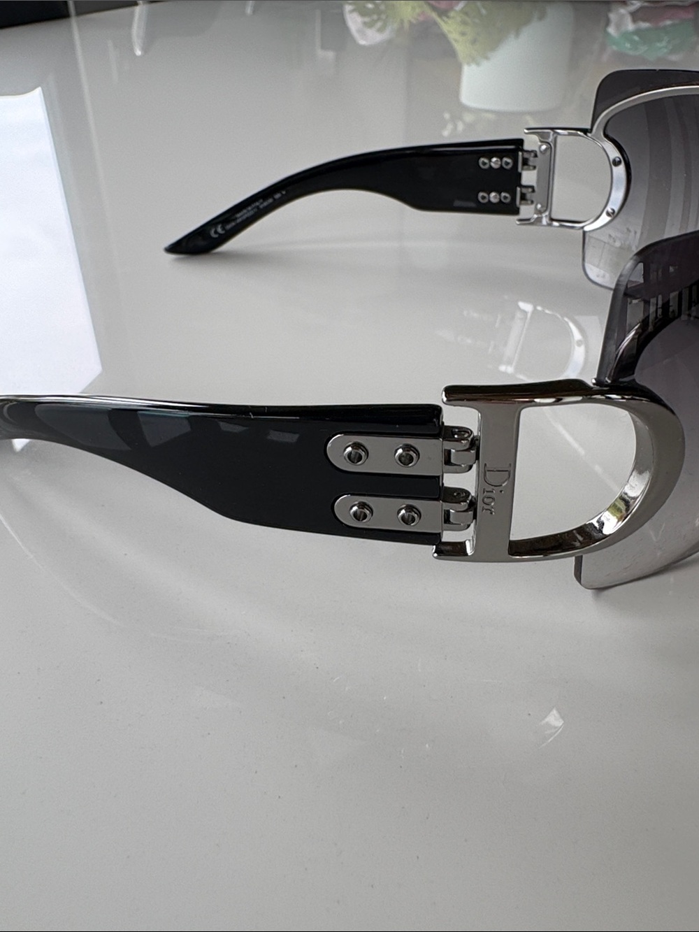 Dior Grey Shield Sunglasses with Silver Hardware - Picture 4 of 5